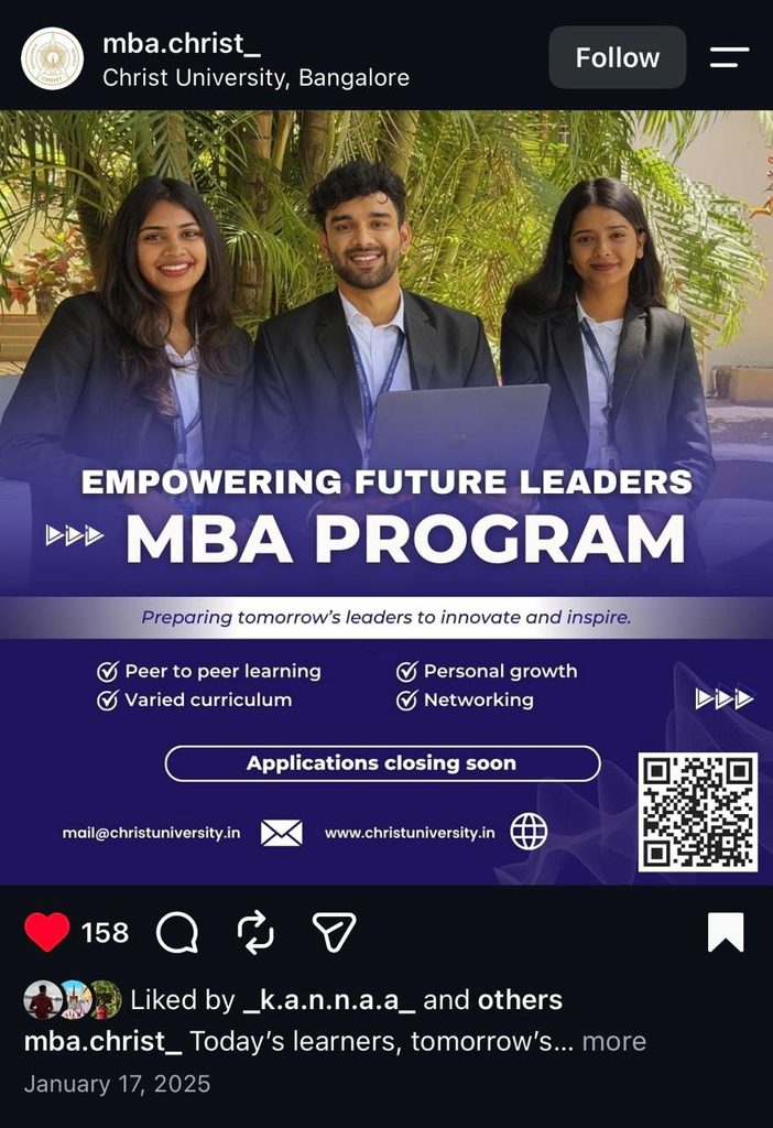 Prem as the lead in the Christ University MBA promotion